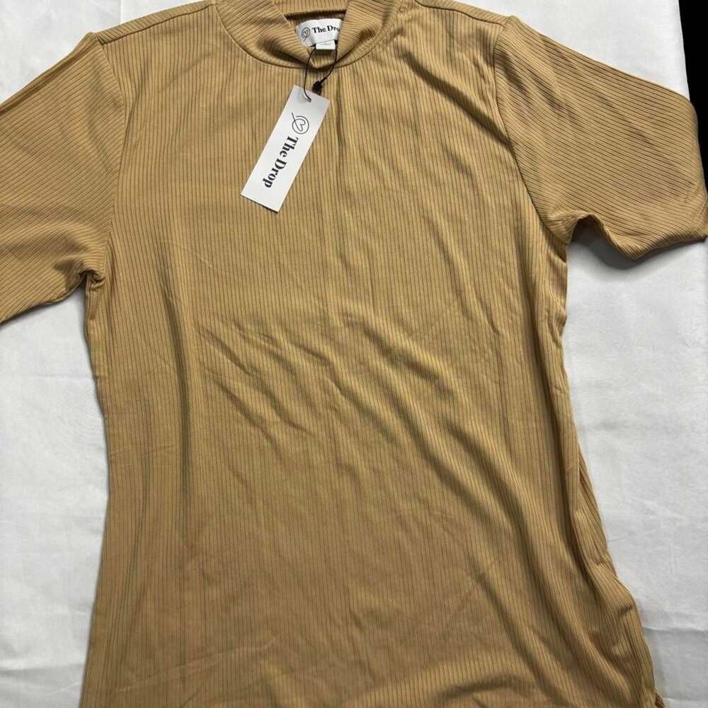 The Drop Ribbed Mock Neck Top Mustard Yellow